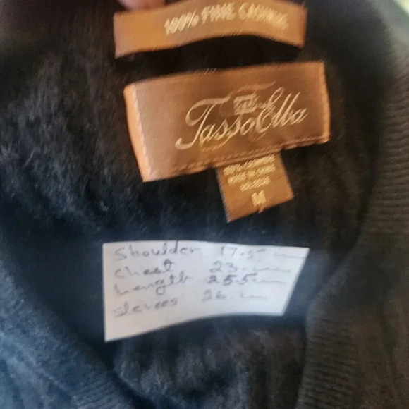 Tasso Elba 100% Cashmere Sweater Black V-Neck Long Sleeve Pullover Size Medium - Picture 7 of 13